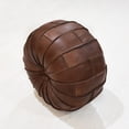 thumbnail image 4 of Round Shaped Buffalo Leather Handmade Eco-Friendly Brown Color - Round Shape Pouf, 14"x14"x14", Plain Solid Pouf, Buffalo Leather Pouf, Recycled Foam with Fibre Fill Stuffed Pouf, Leather Seating Pouf, 4 of 5