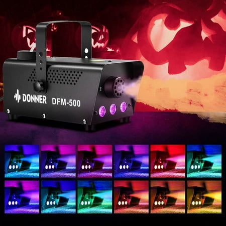 Donner Halloween Fog Machines 500W  Wedding Smoke Machine with Wireless and Wired Remote Control  13 Colors  for Thanksgiving Christmas DJ Party  with Controllable RGB LED Lights