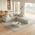 thumbnail image 6 of Modern Upholstered Sectional Boneless Couch Set,Modular 132" L Shaped Sectional Living Room Sofa Set with 6 Pillows,Free Combination Sofa Couch for Living Room,Bedroom (Beige), 6 of 11