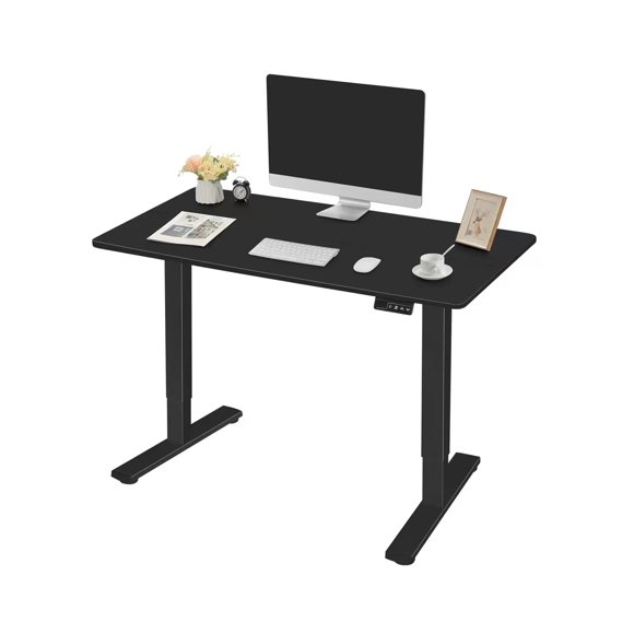 TOYTEXX Electric Standing Desk, 120x60 cm Adjustable Steel Desk, Ultra-Quiet Motor-Black All Age