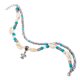 thumbnail image 1 of Boho tobillera cadena de tobillo de plata con colgante de tortuga turquesa tobillera de cuentas para las mujeres y las niñas, 1 of 5