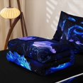 thumbnail image 5 of Homewish Glowing Starry Blue Dragon Zipper Twin Comforter Sets with Fitted Sheet and 2 Pillowcases For Boys And Girls,Blue Cosmic Fantasy Zipper Bedding Set,Black Reversible,4 Pieces, 5 of 7