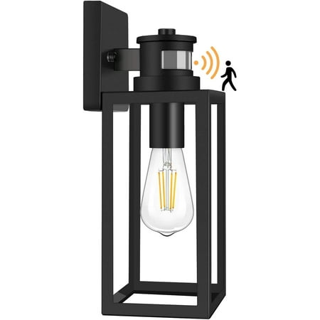 Motion Sensor Outdoor Wall Lantern, Dusk to Dawn Photocell Exterior ...