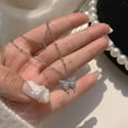 thumbnail image 5 of SSKFHGI Double Crystal Butterfly Silver Gold Chain Necklace Gift Xmas Christmas, 5 of 8