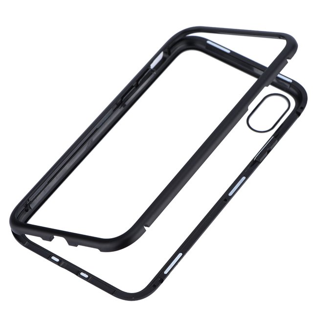 Caja cómoda translúcida del teléfono del metal de la adsorción magnética para el negro de IPHONE X