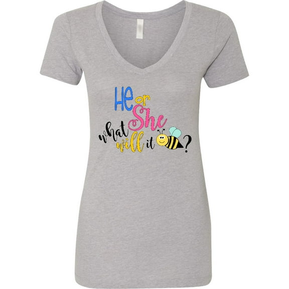 Inktastic He or She What Will It Be? Women's V-Neck T-Shirt