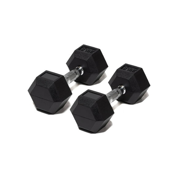 Par Mancuerna Hexagonal 20 Lb con Revestimiento en Goma MDFitness Pesa, Dumbbell MDFitness Hexagonal Recubierta