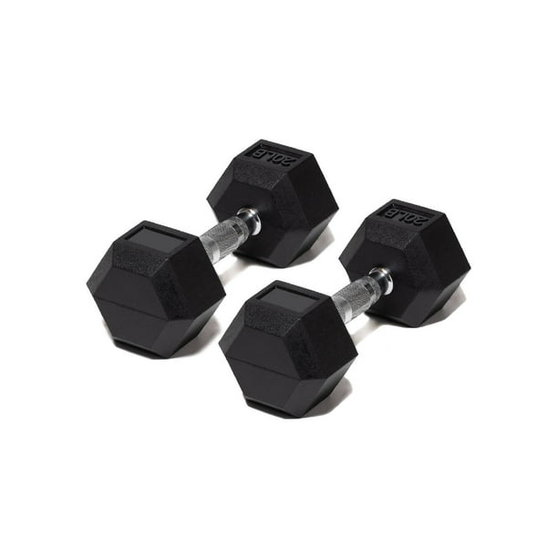 Par Mancuerna Hexagonal 20 Lb con Revestimiento en Goma MDFitness Pesa, Dumbbell MDFitness Hexagonal Recubierta