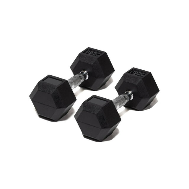 Par Mancuerna Hexagonal 20 Lb con Revestimiento en Goma MDFitness Pesa, Dumbbell MDFitness Hexagonal Recubierta