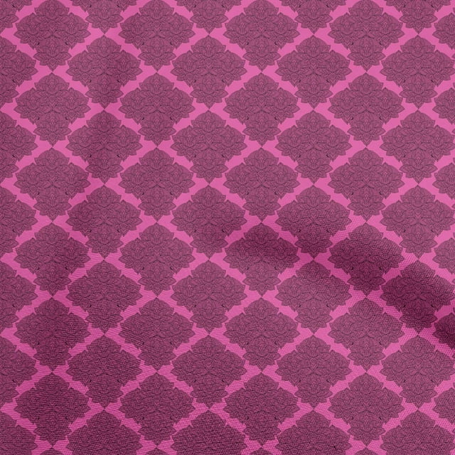 oneOone Velvet Dark Magenta Fabric Asian Block Print Sewing Material Print Fabric By The Yard 58 Inch Wide