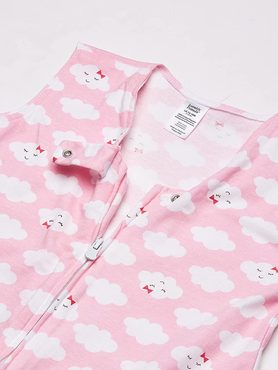 Luvable Friends Baby Girl Sleeveless Jersey Cotton Sleeping Bag, Sack, Blanket, Girl Clouds Jersey, 18-24 Months