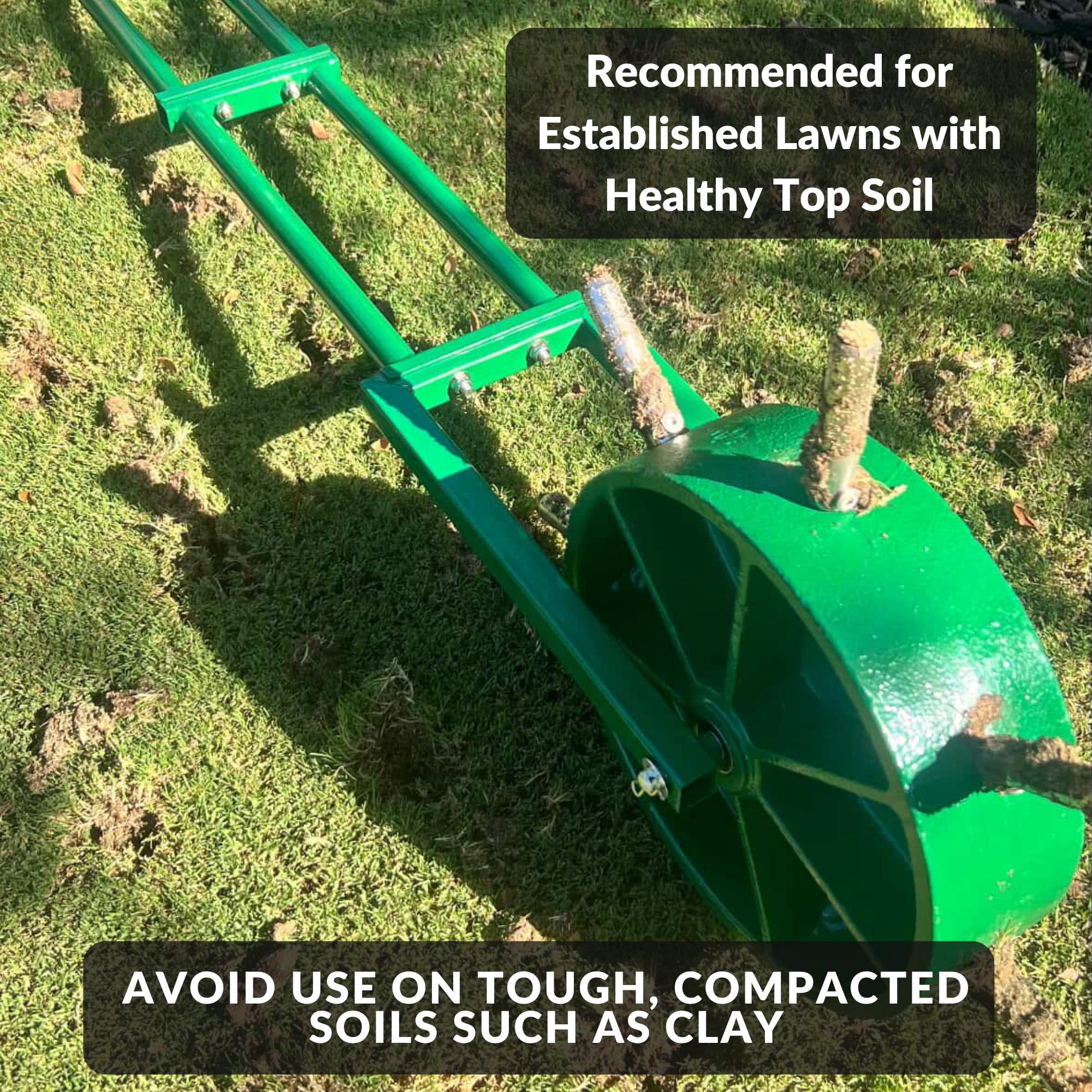 Landzie AeroCore Rolling Lawn Aerator – Manual Core Plug Aerator with Chamfered Hollow Tines – Heavy-Duty Aerator Lawn Tool for Grass and Soil – Push Yard Aerator Aeration Tool for Lawn Plugs