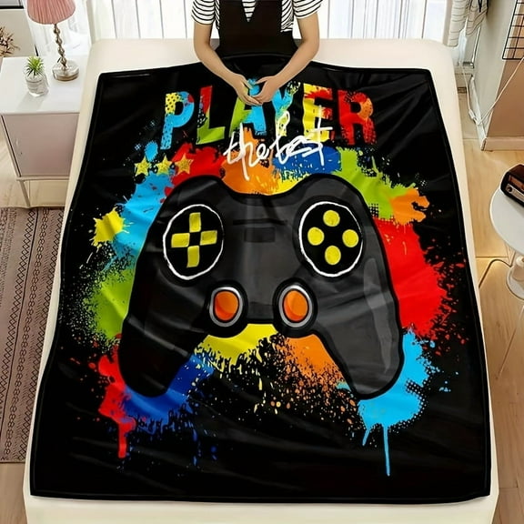Gaming Throw Blanket 60" x 50’’ Super Soft, Fleece, Gamer Gift for Couch Sofa for for Kids Boys Teens Video Game (MT-A19, 60’’x50)