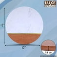 thumbnail image 6 of Luxe Designs | Wood & White Marble Cheese Cutting Board with Knife Set - 12" Serving Tray for Charcuterie Meat Platter, Fruit & Crackers, 6 of 6