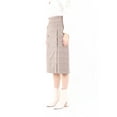thumbnail image 2 of Camel Midi Tartan Straight Plaid Belted Skirt with Decorative Buttons, 2 of 6