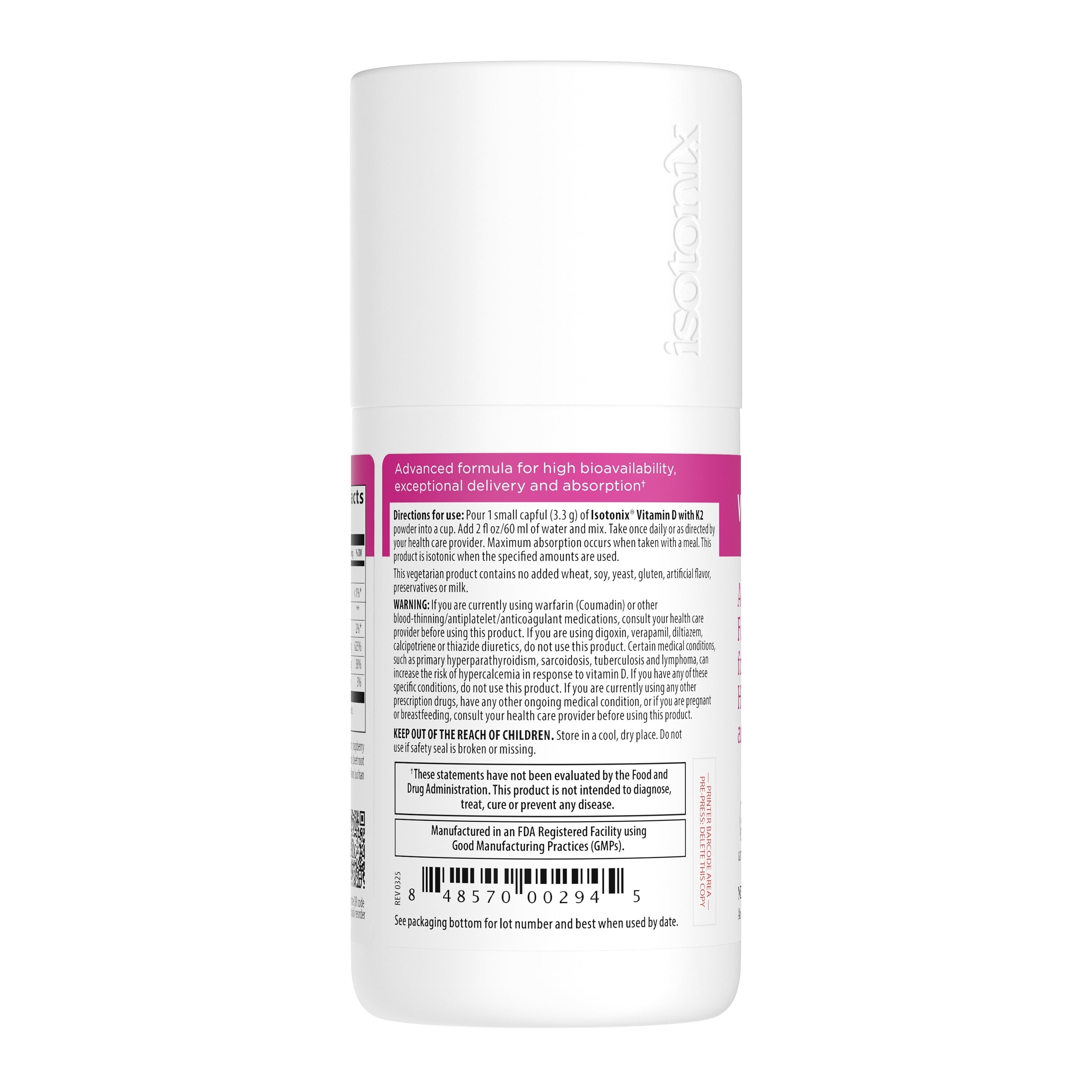 Isotonix Vitamin D with K2 – Supports Bone Health, Healthy Arteries & Immune Function – Promotes Normal Bone Density – 30 Servings – Market America