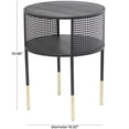 thumbnail image 3 of DecMode 17" x 21" Black Metal Open Grid Frame Geometric Accent Table with Gold Legs, 1-Piece, 3 of 11