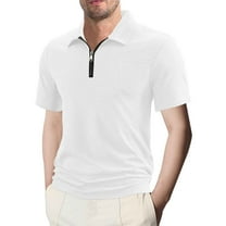 Mens Knit Polo Shirts Quarter Zip Short Sleeve Textured Casual Golf Shirt Summer Stretchy Slim Fit Collared T Shirts