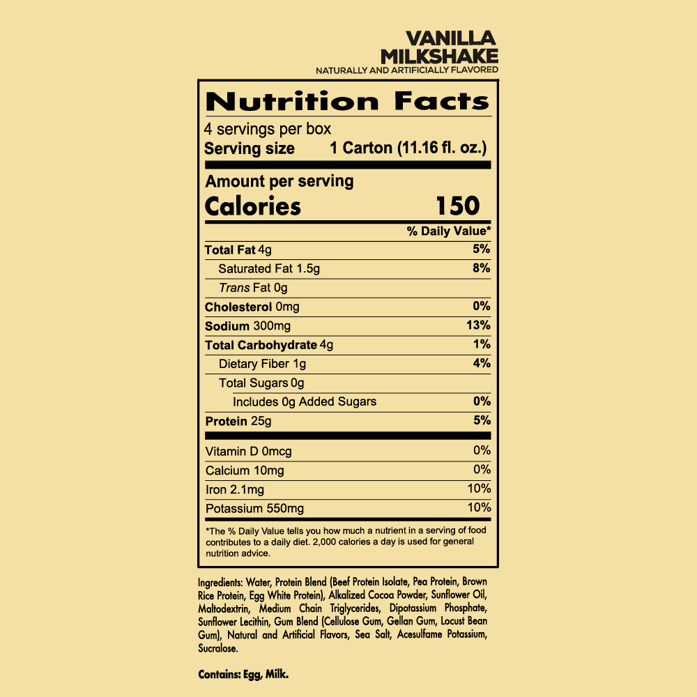 Redcon1 MRE Whole Food Protein Shake, Vanilla Milkshake, 25g Protein, 4 Ct