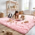 thumbnail image 4 of Sanmadrola Area Rugs for Bedroom, Fluffy Navy Blue Shaggy Soft Area Rug, Non-Slip Indoor Floor Carpet for Living Room, Kids Baby Boys Teen Dorm Home Decor Aesthetic, Nursery, 5.2x6.6 Feet Pink, 4 of 9