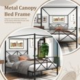 thumbnail image 4 of Leumius Queen Metal Canopy Bed Frame,Platform Bed Frame Queen with X Shaped Frame,Black, 4 of 7