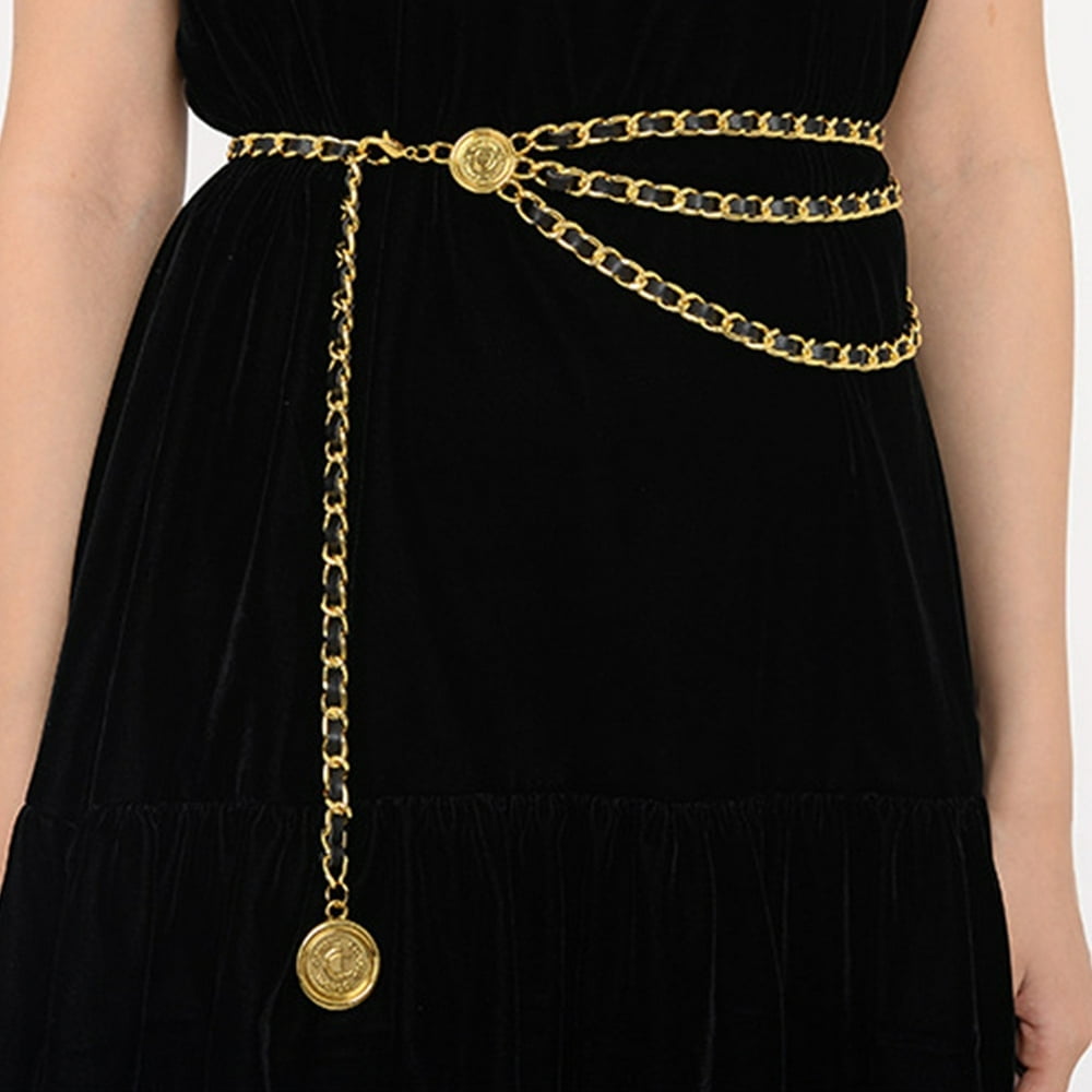 Metal tassel chain fashion waist chain belt temperament single circle retro pendant decoration thin belt women