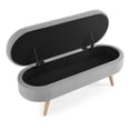 thumbnail image 5 of DEALTOPS 3D Linen Fabric Ottoman, Oval Storage Bench with Storage Space and Rubber Wood Legs, Gray, 5 of 8