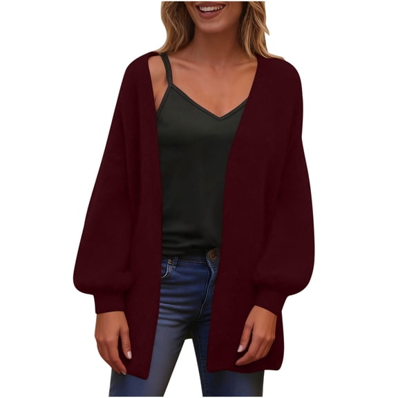 Cardigan Sweaters for Women Trendy Fall Long Sleeve Drop Shoulder Open Front Casual Solid Loose Knitted Sweaters Jacket