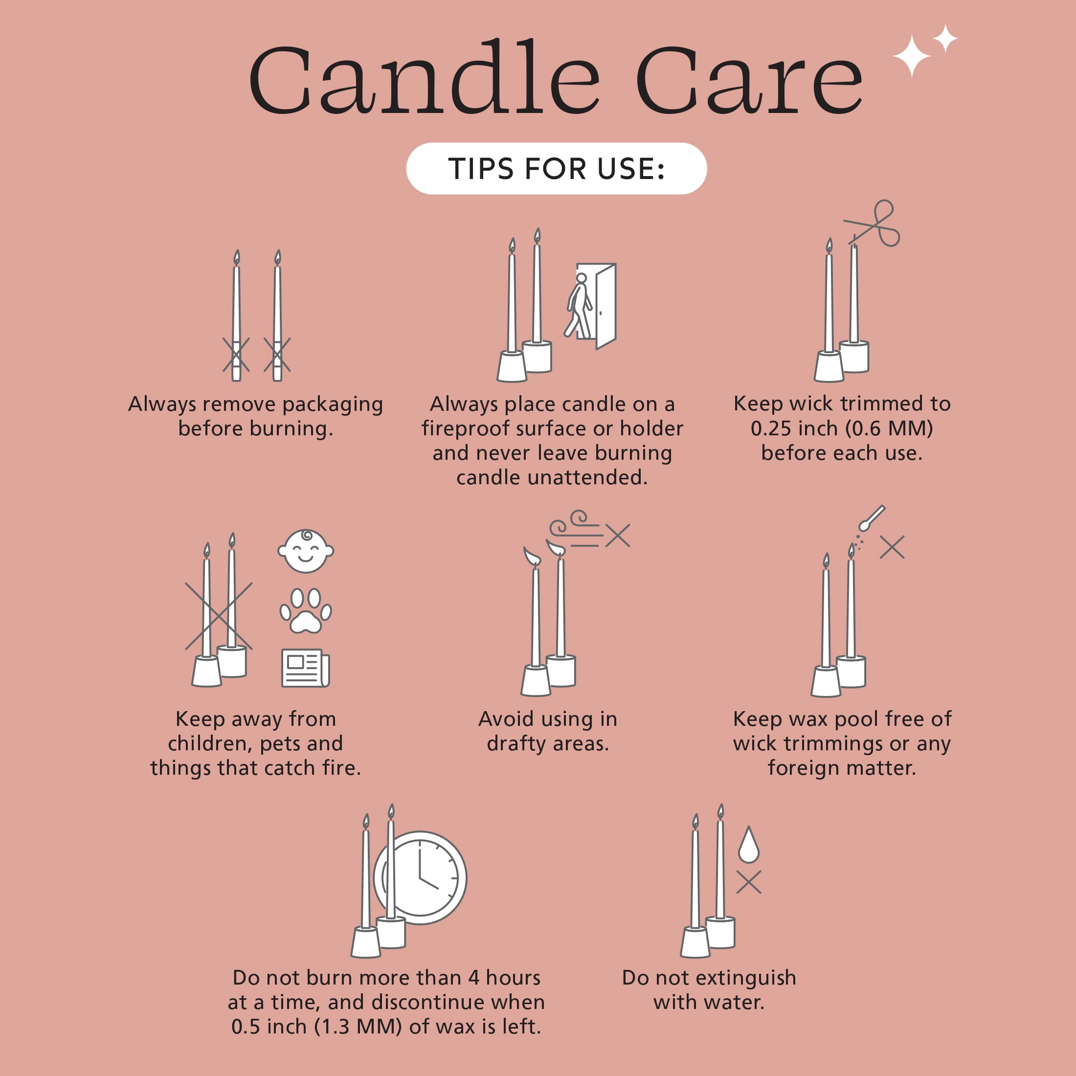 Mainstays Paraffin Wax 10" Taper Candle, Unscented, Pink