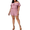 thumbnail image 1 of Planet Gold Womens Tassel Romper Jumpsuit, Pink, Plus Size, 3X, 1 of 1