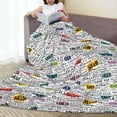 thumbnail image 6 of Cauagu Hello Pattern Flannel Bed Blankets,Fleece Blanket Comfortable Air Conditioning Blanket for Sofa Bed Travel Couch & Living Room -60"x50", 6 of 8