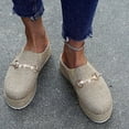 thumbnail image 3 of Moda mujer diapositiva zapatillas Flip Flop hebilla de metal plataforma zapatos de lona Wmkox8yii hj789, 3 of 9