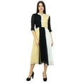 thumbnail image 3 of Bimba Womens Classic Mandarin Collar Shift TriColor Midi Summer Chic Dresses, 3 of 8