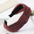 thumbnail image 2 of Ljudmp Fabric Twisted Knot Headband for Women Non Slip Hair Hoop Minimalist Hair Bands Hair Wrap For Daily Office Party Facial Hair Accessories Hot Pink Shiny Metallic Glitter Fabric, 2 of 2