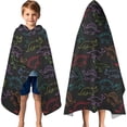thumbnail image 3 of Black Colorful Dinosaurs Chalk Pattern Hooded Bath Towel，60"x35" for Ages 3 To 12 Kids, Quick Dry Lightweight Soft Microfiber Hood Beach Towel Cover Up for Kids, 3 of 7