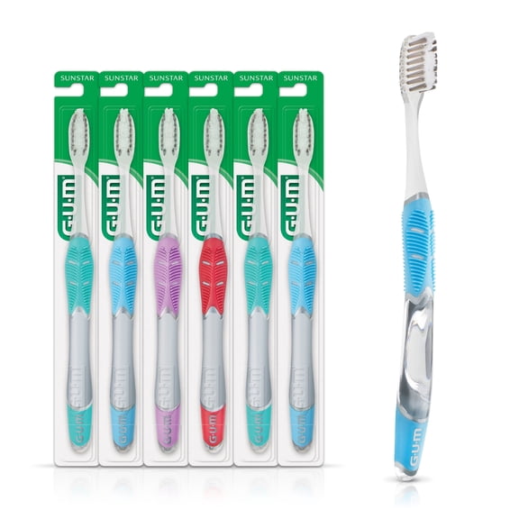 GUM Technique Enamel Clean Toothbrush - Compa Count Head -Soft Bristles, 1 Count (Pack of 6)