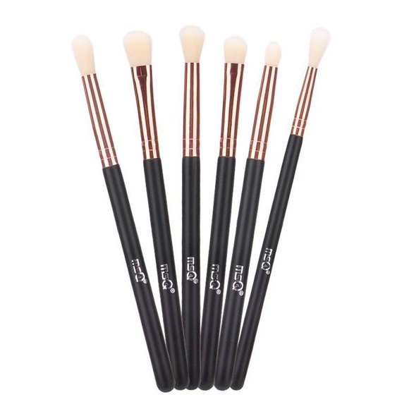 MSQ Juego de brochas para ojos, oro rosa, 6 piezas, juego de sombras de ojos, brochas para cejas, brochas de maquillaje, delineador de ojos, brocha para sombra de ojos, delineador de ojos, corrector d