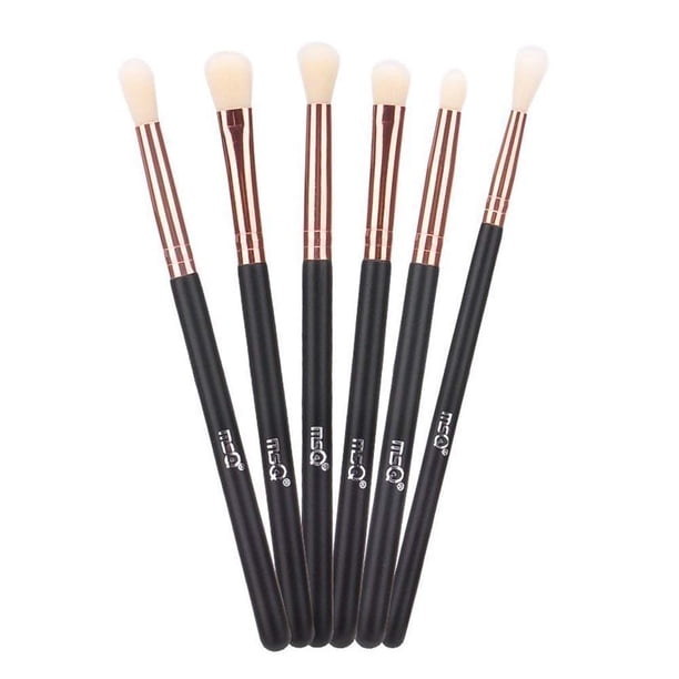 MSQ Juego de brochas para ojos, oro rosa, 6 piezas, juego de sombras de ojos, brochas para cejas, brochas de maquillaje, delineador de ojos, brocha para sombra de ojos, delineador de ojos, corrector d