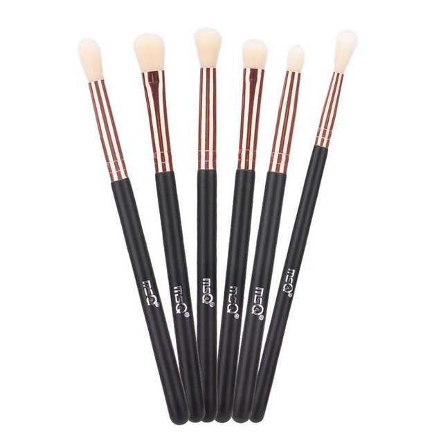 MSQ Juego de brochas para ojos, oro rosa, 6 piezas, juego de sombras de ojos, brochas para cejas, brochas de maquillaje, delineador de ojos, brocha para sombra de ojos, delineador de ojos, corrector d