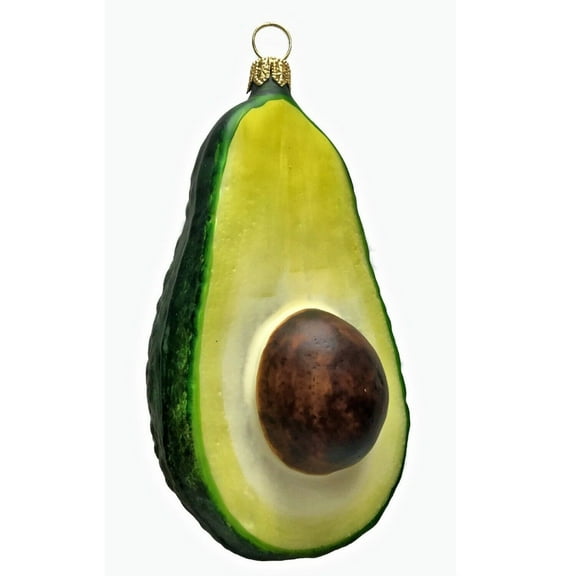 Sliced Avocado Fruit Polish Glass Christmas Tree Ornament Food Made in Poland