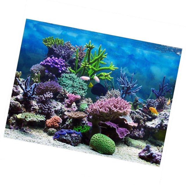 Aquarium Poster, Underwater Coral Fish Background Poster PVC Adhesive Terrarium Backdrop Decoration Paper Sticker For Aquarium Background