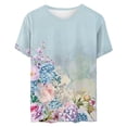 thumbnail image 3 of Tmtolofot Women's Workout Crop Tops Casual Short Sleeve Tunic Blouse Female Drop Shoulder Boxy T-Shirts Roll Hem Basic T-Shirt Loose For Women Yoga Running Tees,3_Light Blue，Large, 3 of 3