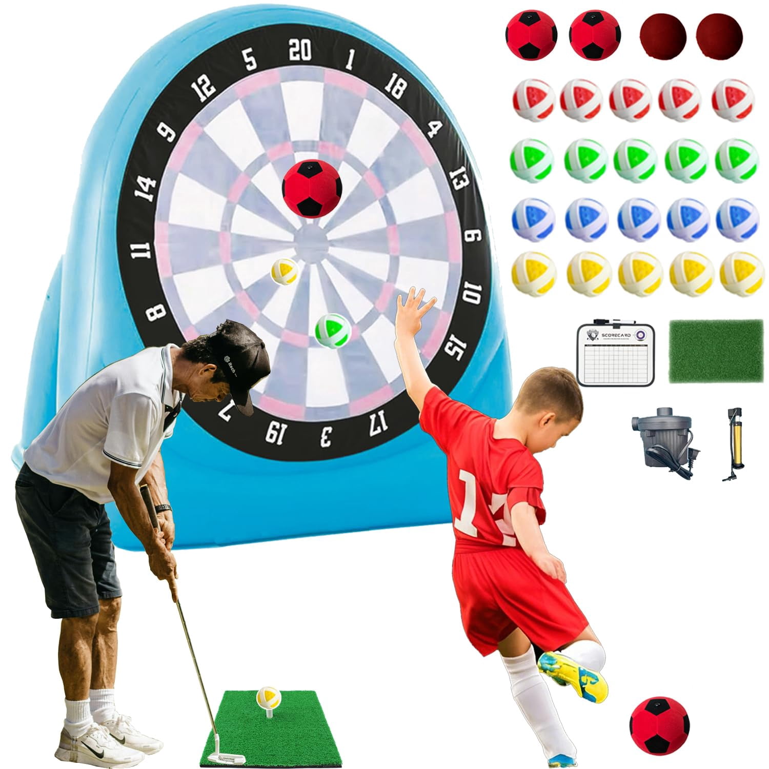 6ft  Inflatable Football Dart Board Sticky Soccer Balls Kicking Shooting Target Game Outdoor Sport Kick Dart Game Inflatable