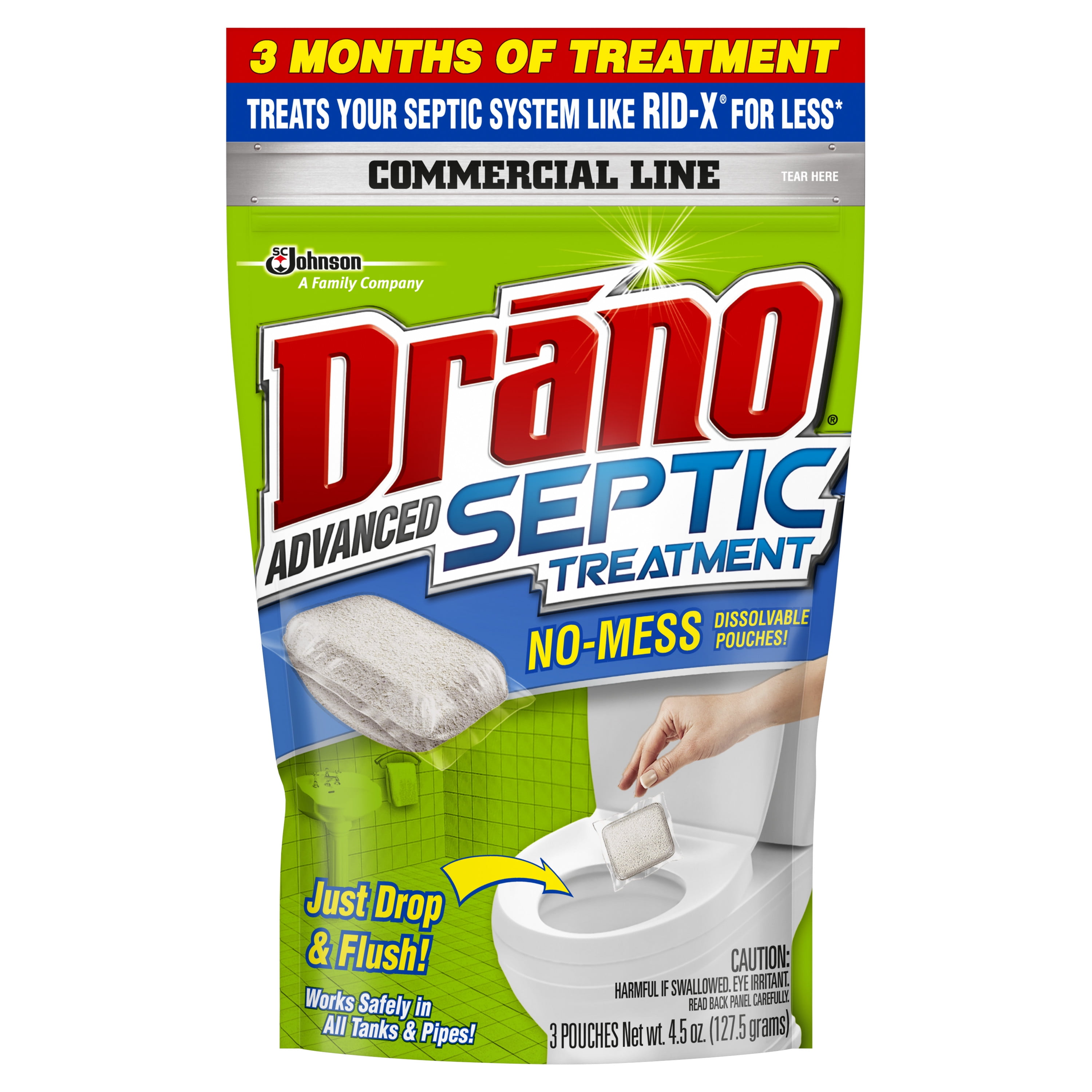 Drano Septic Treatment, Advanced - 3 pouches, 4.5 oz