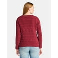 thumbnail image 3 of Time and Tru Women's Chenille Cable Knit Crewneck Sweater, Midweight, Sizes XS-XXXL, 3 of 5