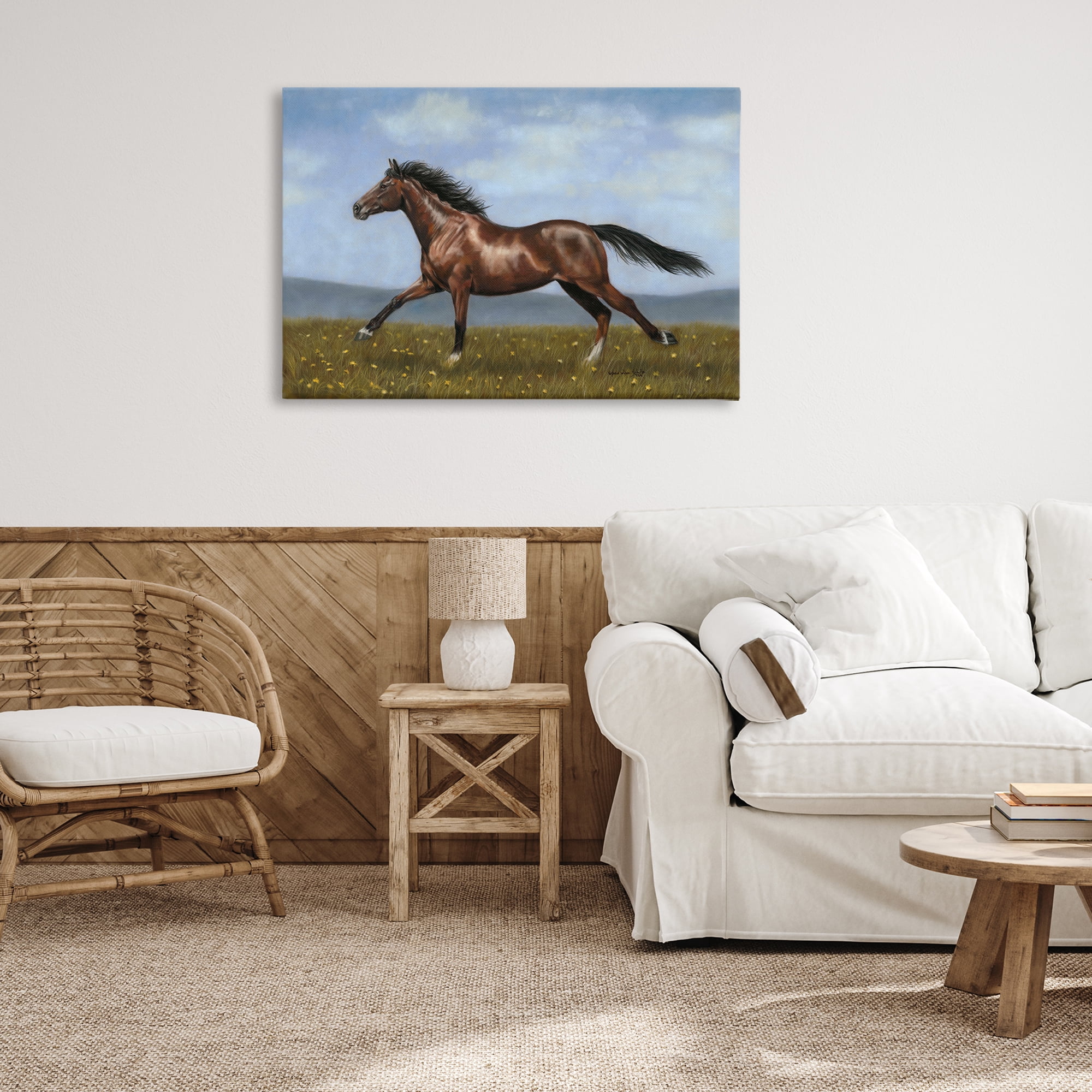 Stupell Industries Brown Running Mare Animals & Insects Painting Gallery Wrapped Canvas Art Print Wall Art, 36 x 24