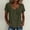 Army Green, variant on Women's Top, Fashion Summer U-Neck Short Sleeve Solid Color Casual Blouse, Embroidered Loose Fit Top, Soft Breathable Daily Shirt for Beach or Vacation