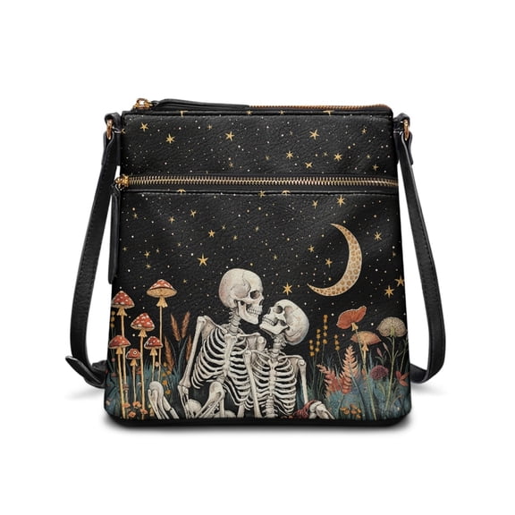 HELLHERO Mushroom Starry Sky Pattern Waterproof Shoulder Bag for Dating Work, Adjustable Strap Fashion Sling Bag Water-Resistant Crossbody Bag