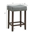 thumbnail image 3 of Costway Set of 2 Nailhead Saddle Bar Stools 24'' Height W/ Fabric Seat & Wood Legs Beige Gray Linen, 3 of 9