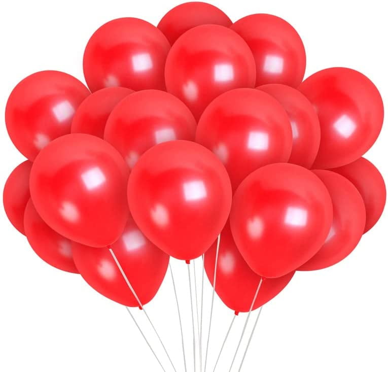 100 Balloons Pearlized red 12 Inches Latex Balloons, Bright Colors